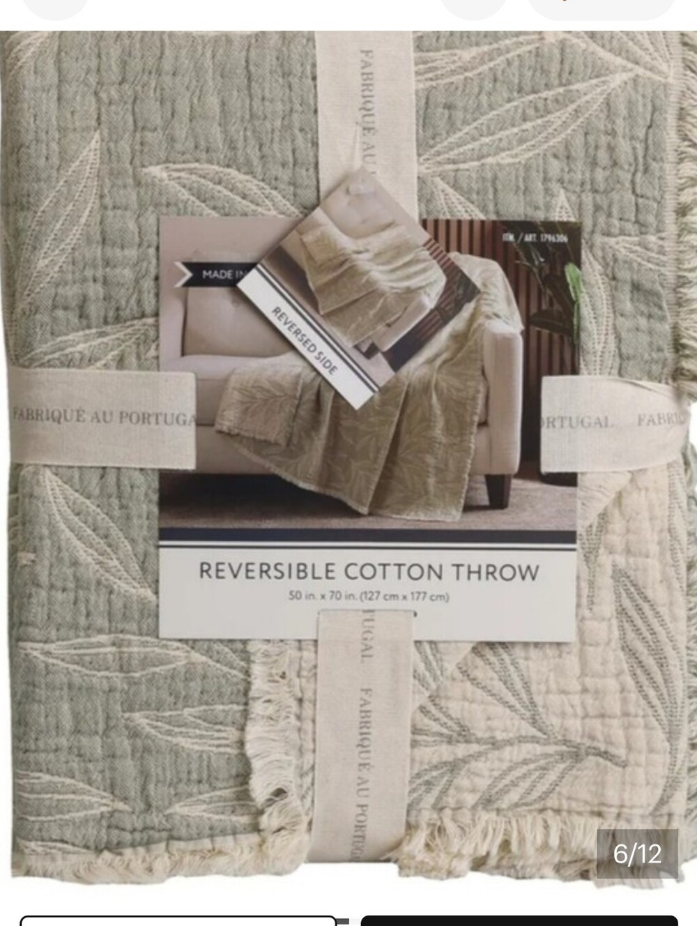 Reversible Cotton Throw Blanket 50x70, Brand New - Picture 3 of 12